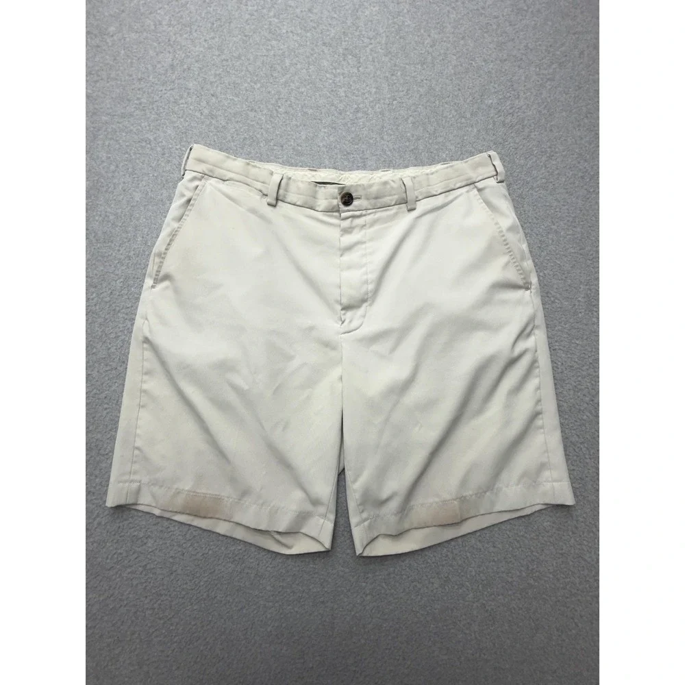 Brooks Brothers St Andrews Links Shorts Mens 36 Beige Golf Chino 9 Inseam Casual